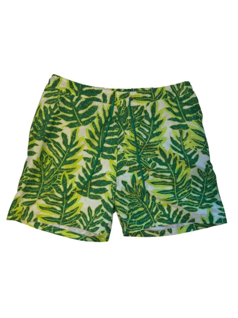 Club Room Leaf Print Swim Trunks XL Mesh Lined Elastic Waist Shorts Dad AOP